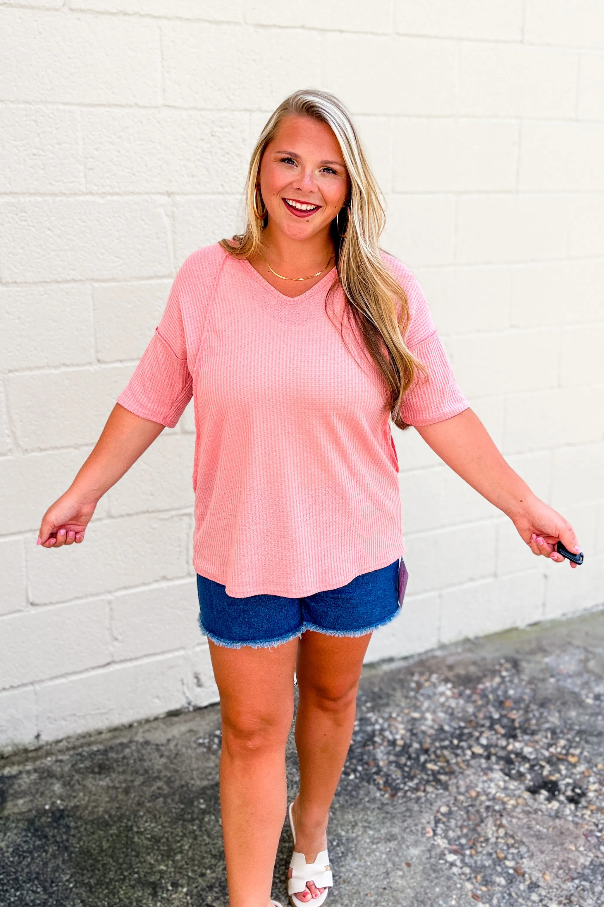 All About You Waffle Knit Top, Rose