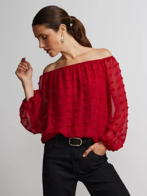 Balloon Sleeve Off-Shoulder Top