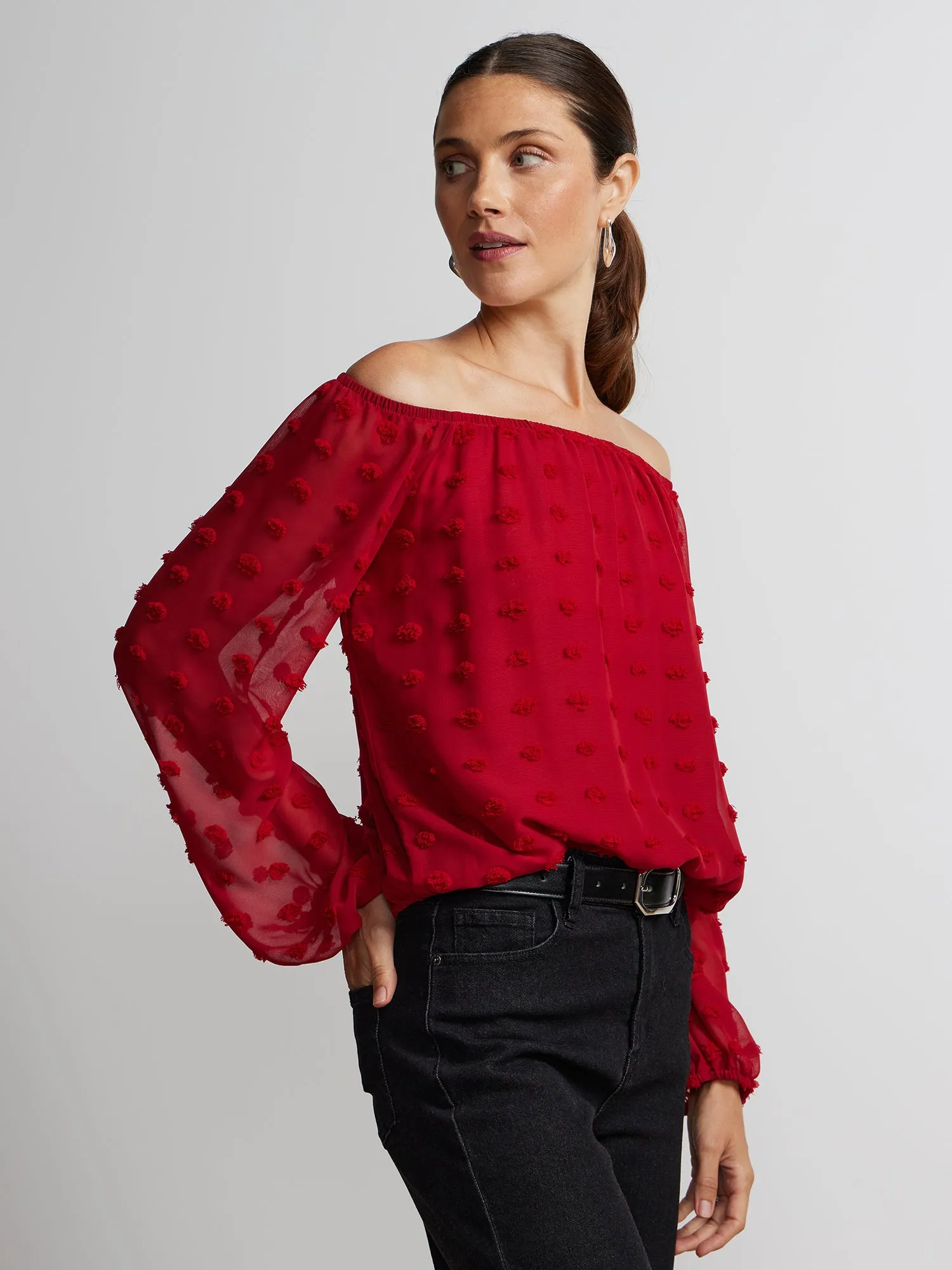 Balloon Sleeve Off-Shoulder Top