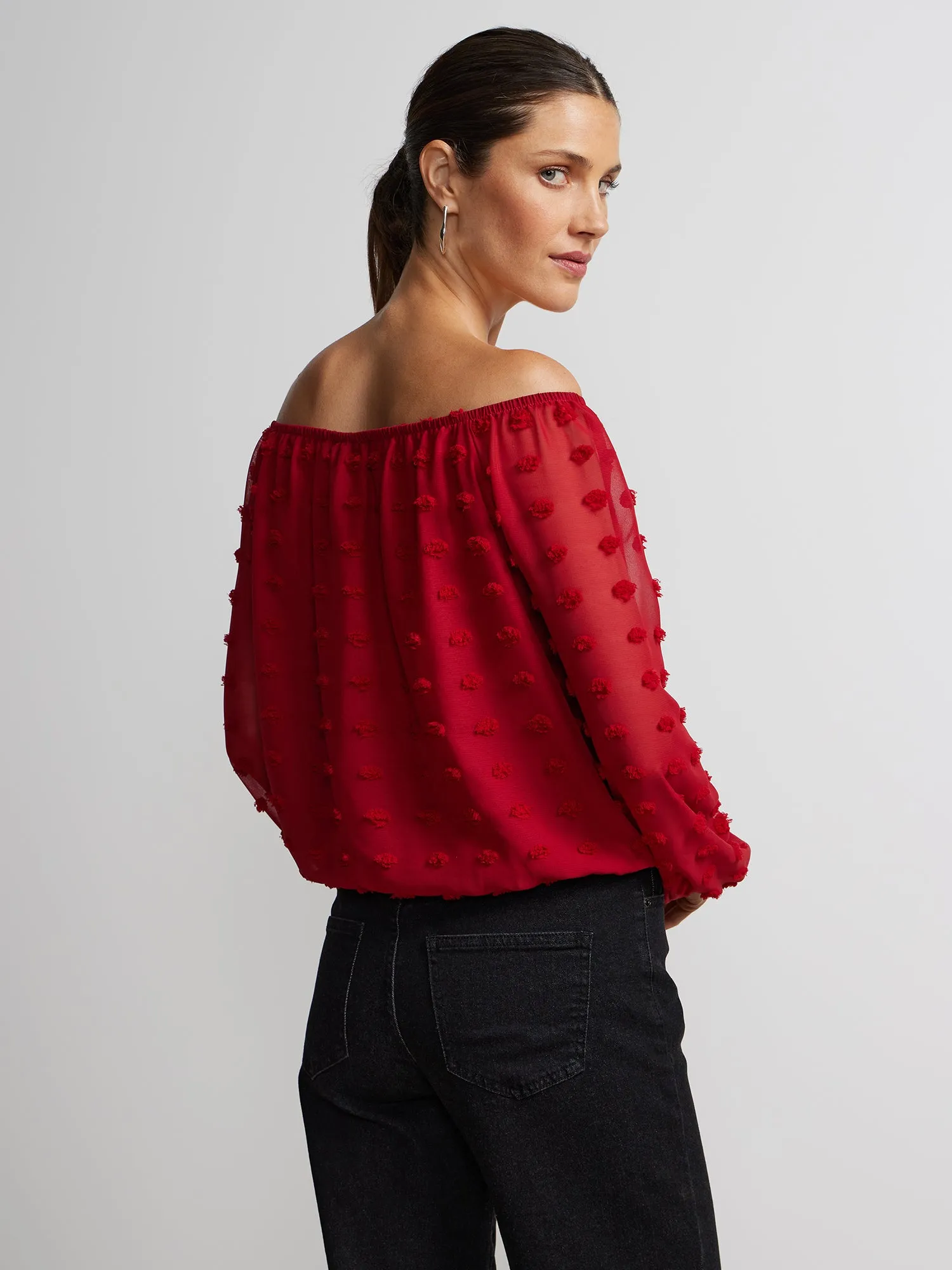 Balloon Sleeve Off-Shoulder Top