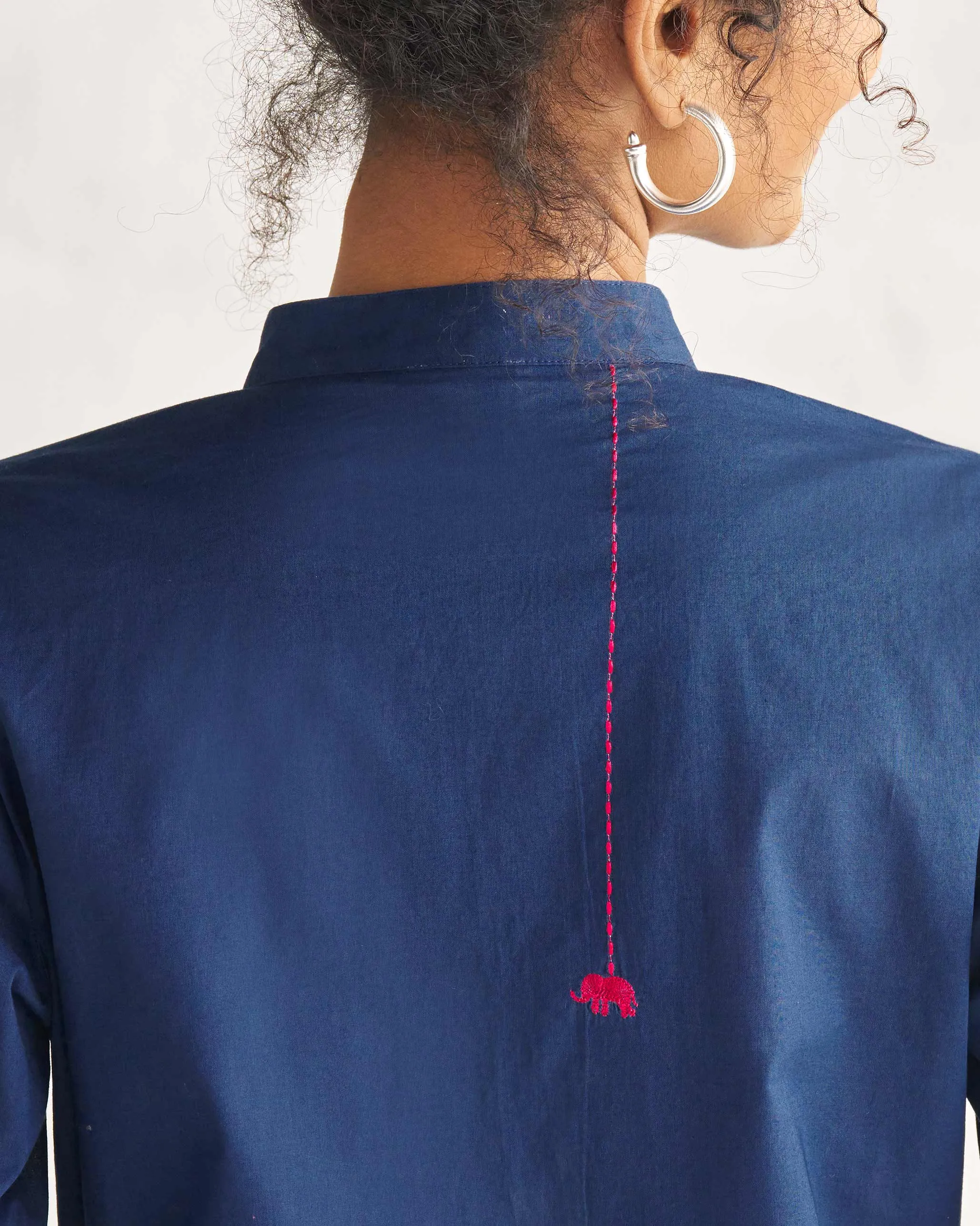 Basic Mid Length Kurta - Navy