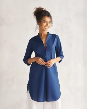 Basic Mid Length Kurta - Navy