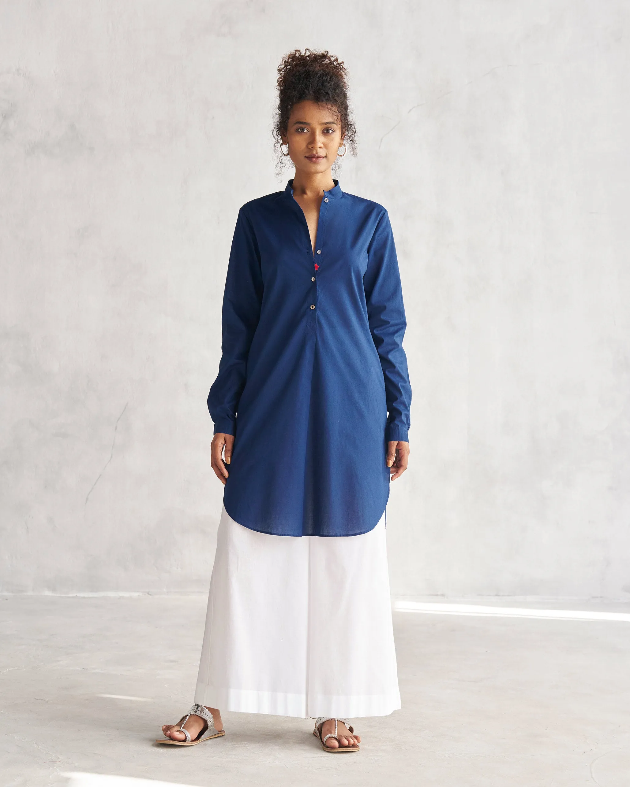 Basic Mid Length Kurta - Navy