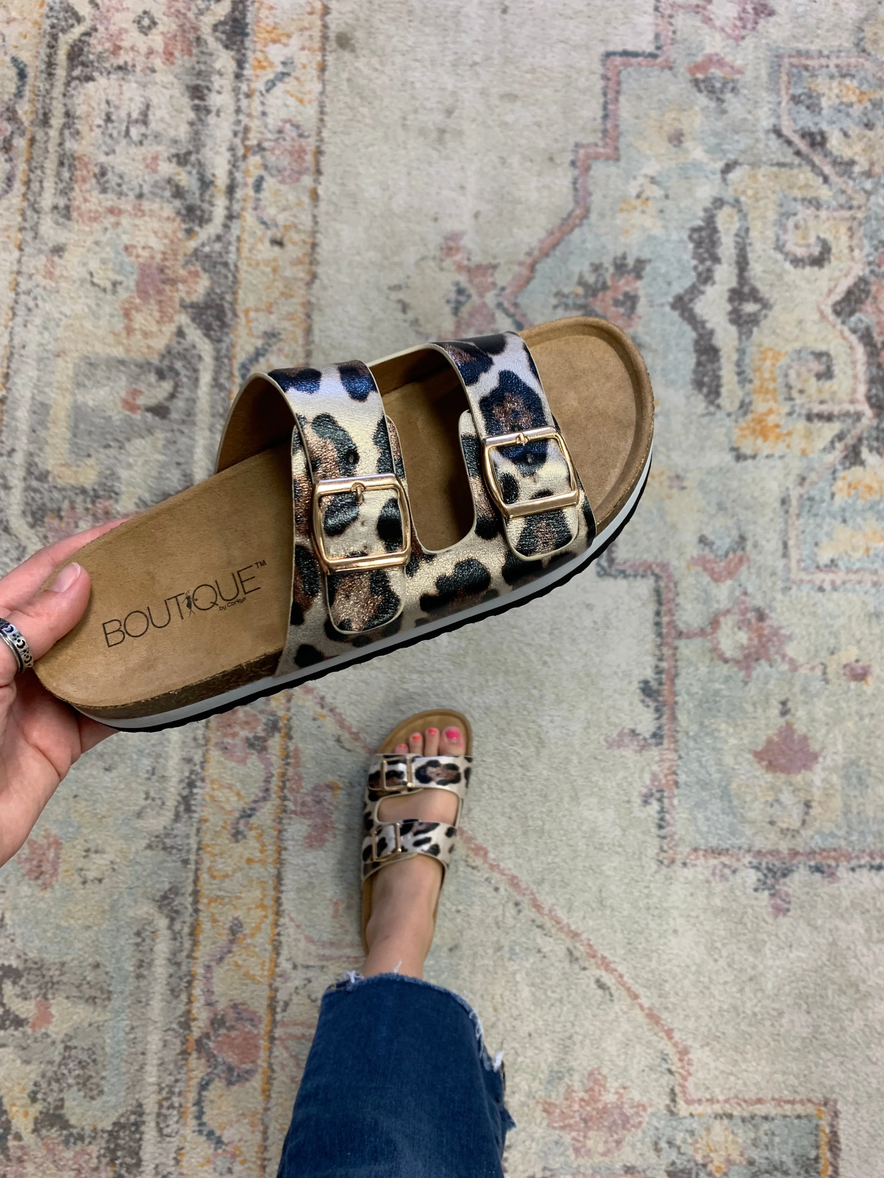 Beach Babe Sandals - Gold Cheetah