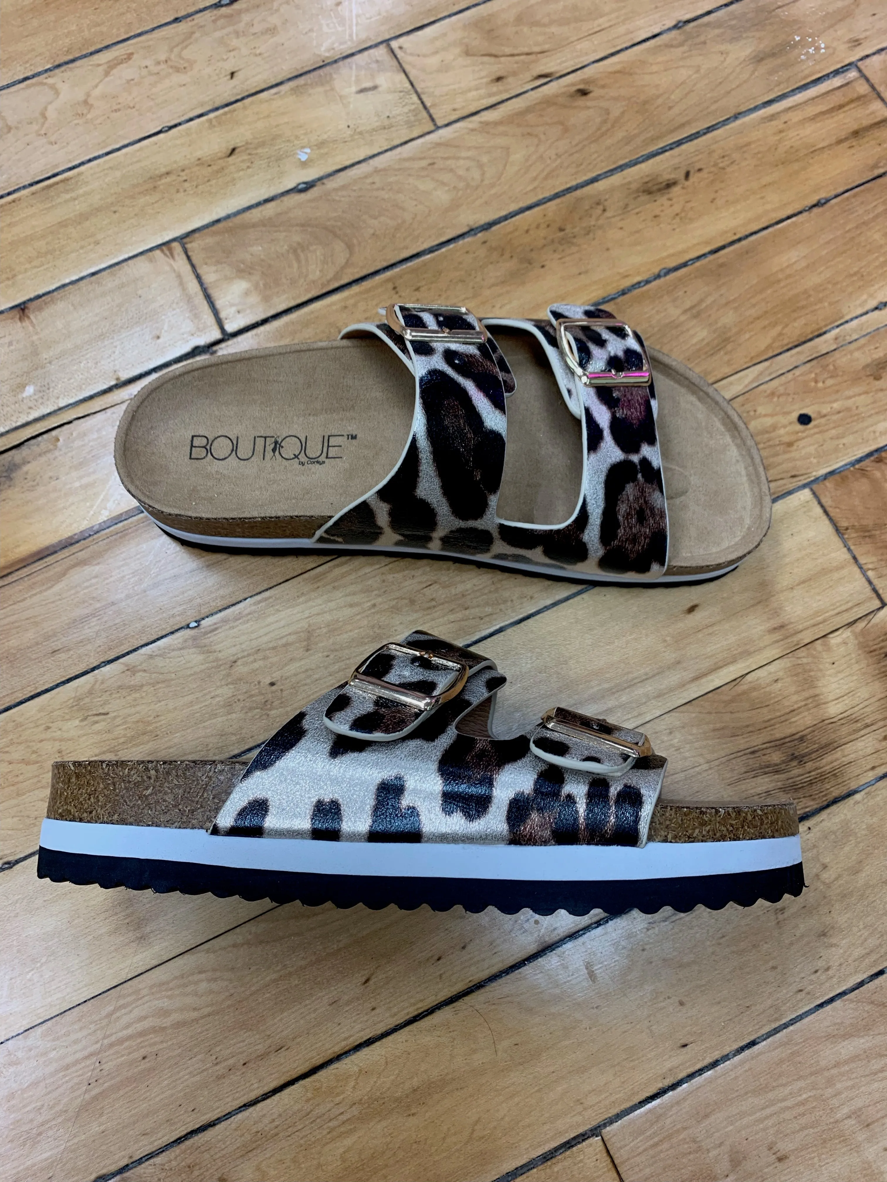 Beach Babe Sandals - Gold Cheetah