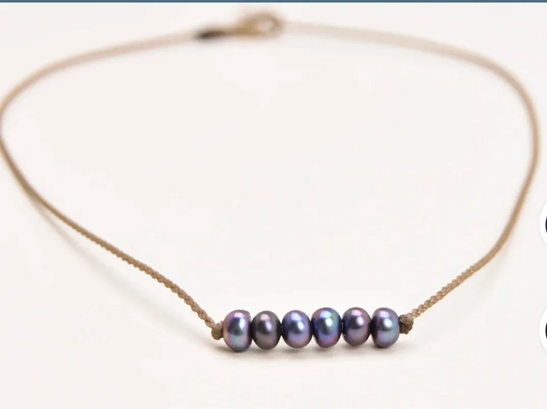 Bohemian Authentic Freshwater Peacock Pearls Bar Rope Necklace