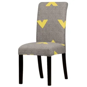 Brown Yellow Geometrical Stretchable Chair Protector Cover