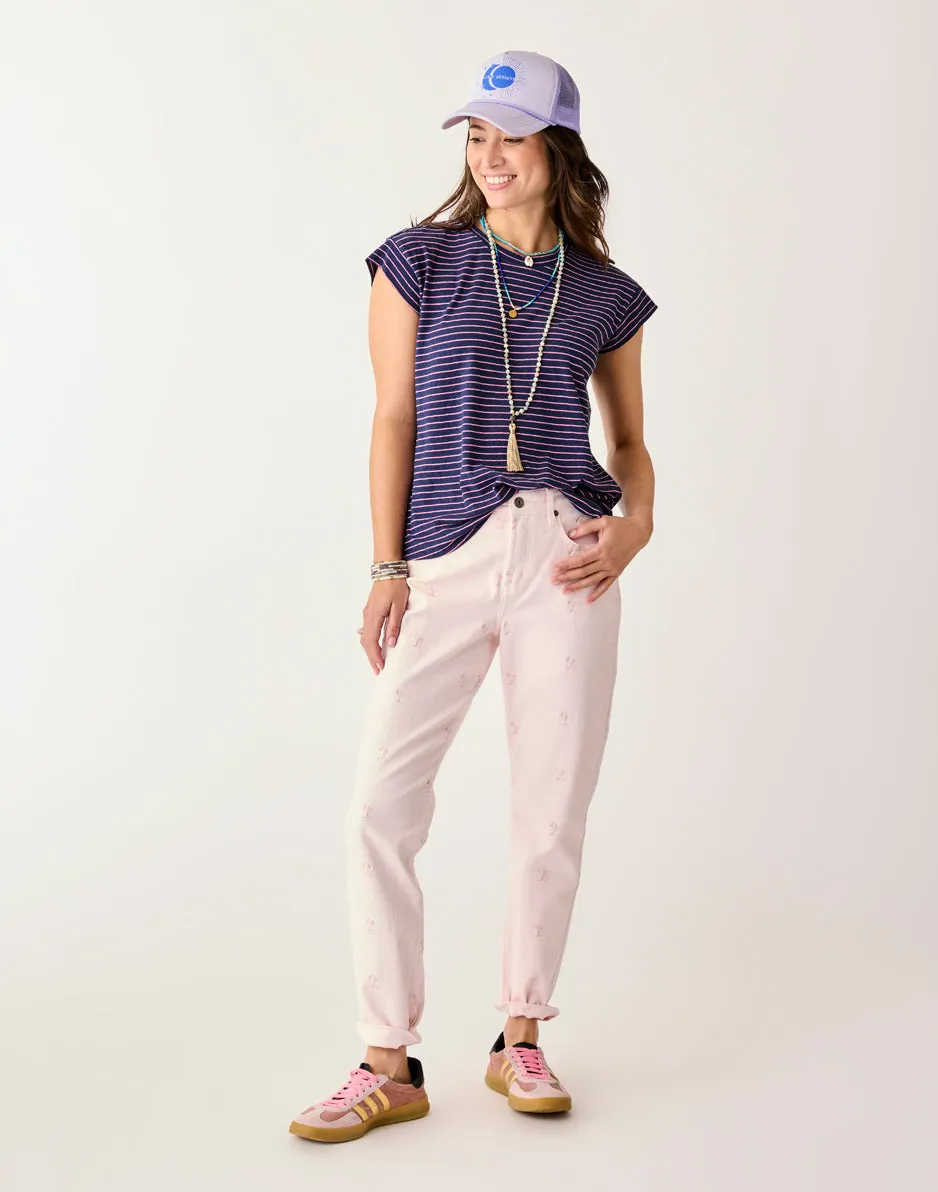 Carson Hi Rise Jean: Pastel Embroidery