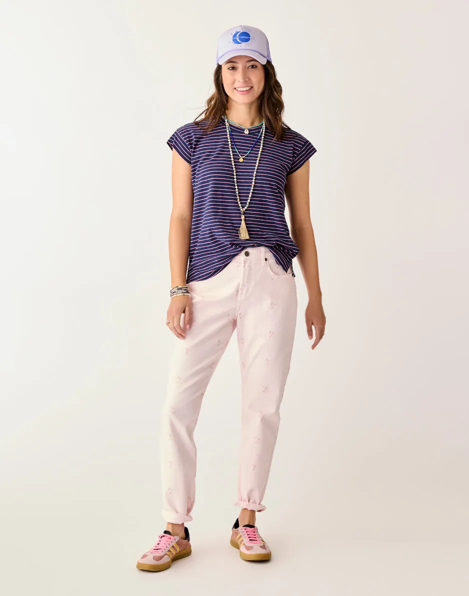 Carson Hi Rise Jean: Pastel Embroidery