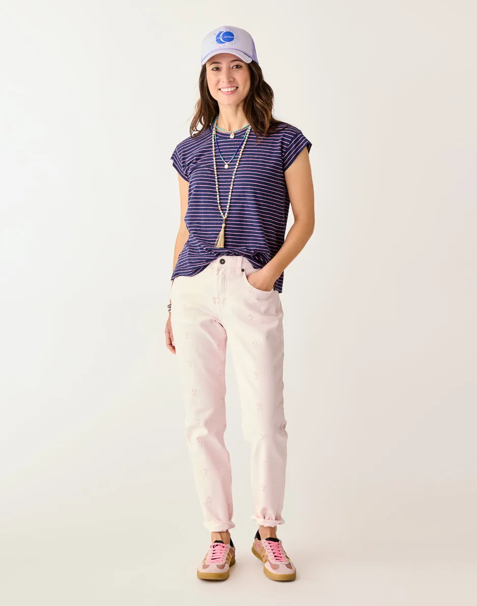 Carson Hi Rise Jean: Pastel Embroidery