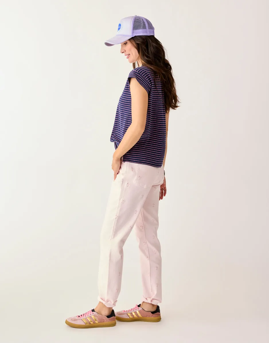 Carson Hi Rise Jean: Pastel Embroidery