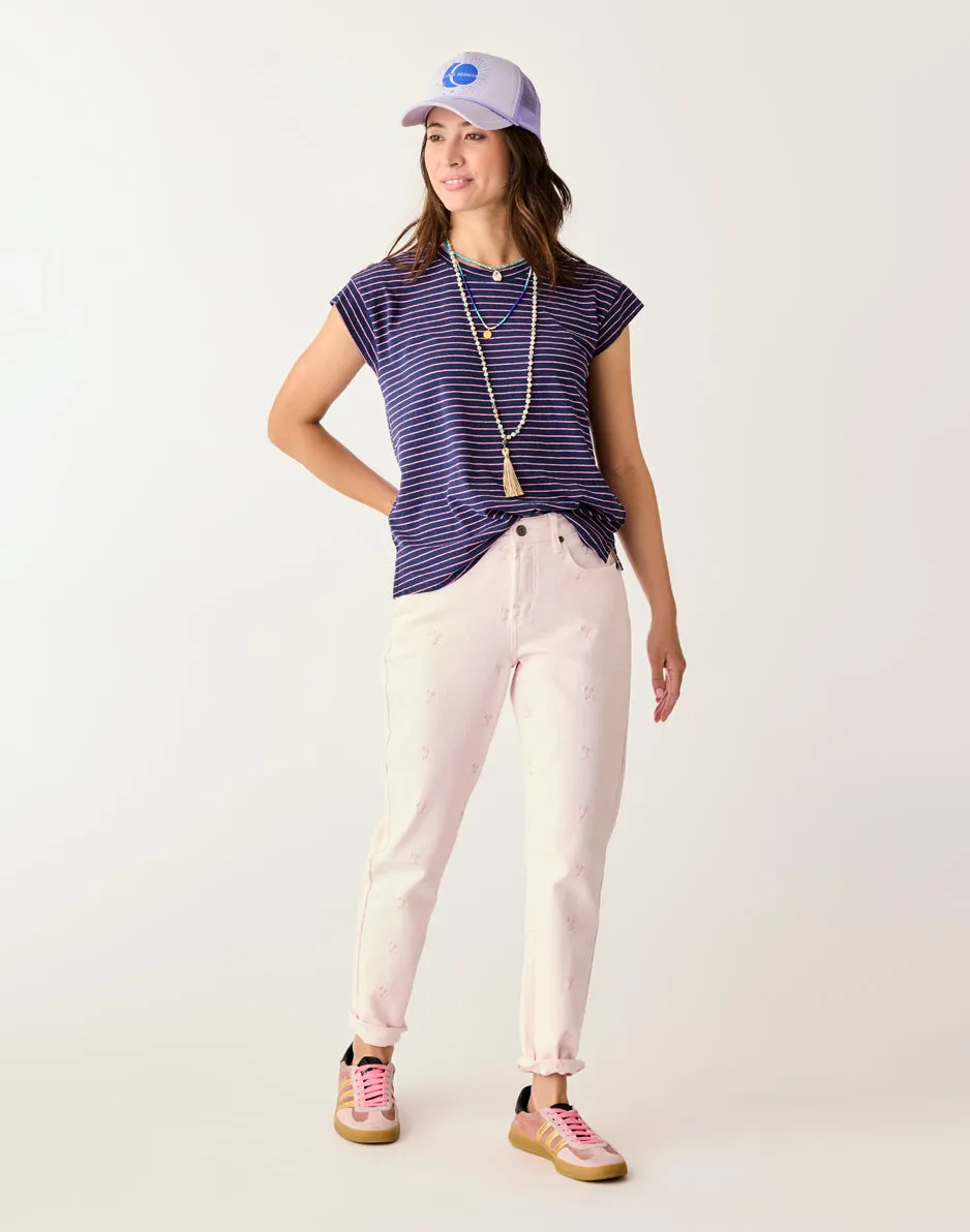Carson Hi Rise Jean: Pastel Embroidery