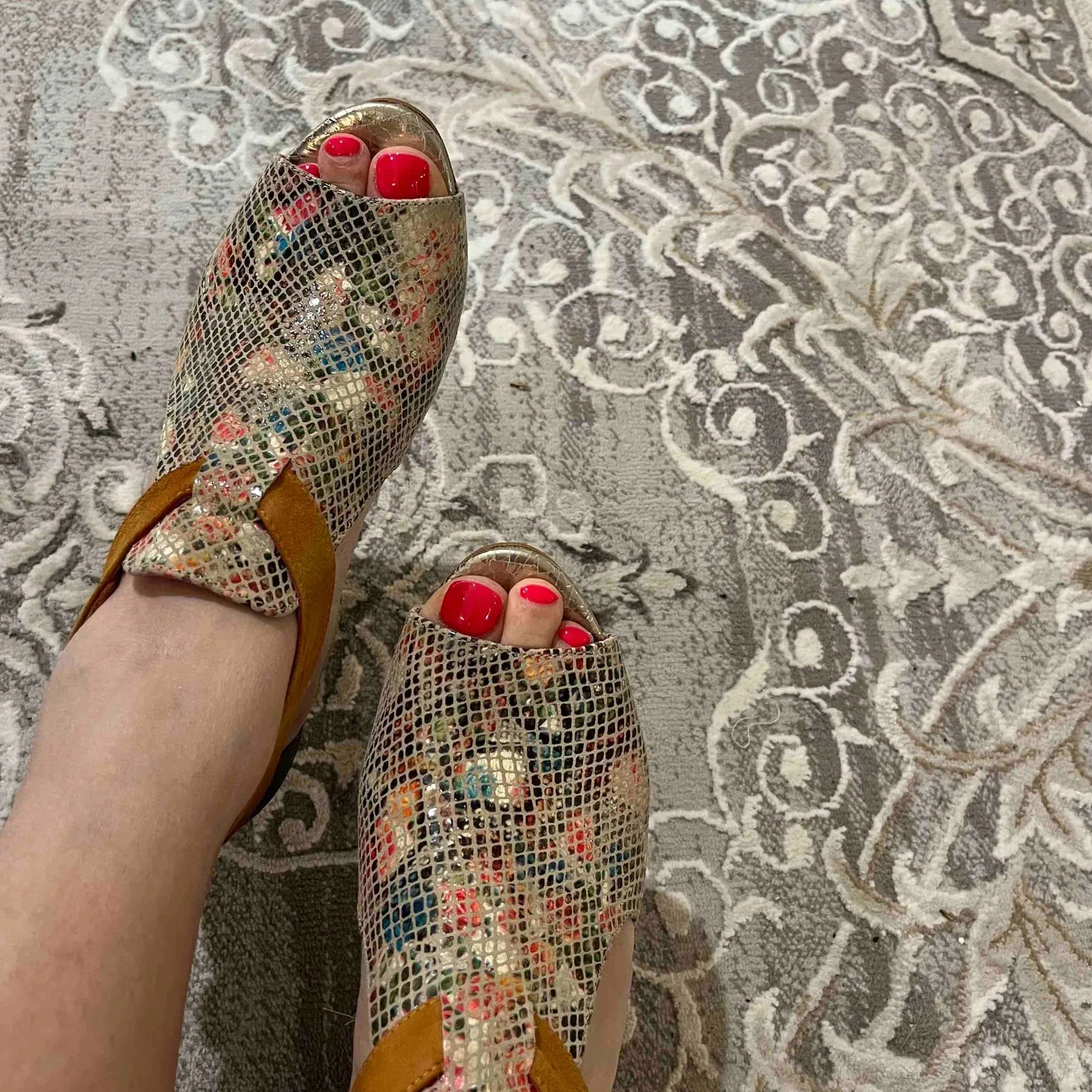 Chanii B "Rayon" Beige/Green/Floral - High Heel Sandal