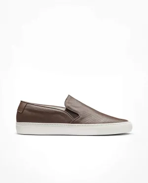 Chocolate Brown Perforated Calf Slip-On Sneakers