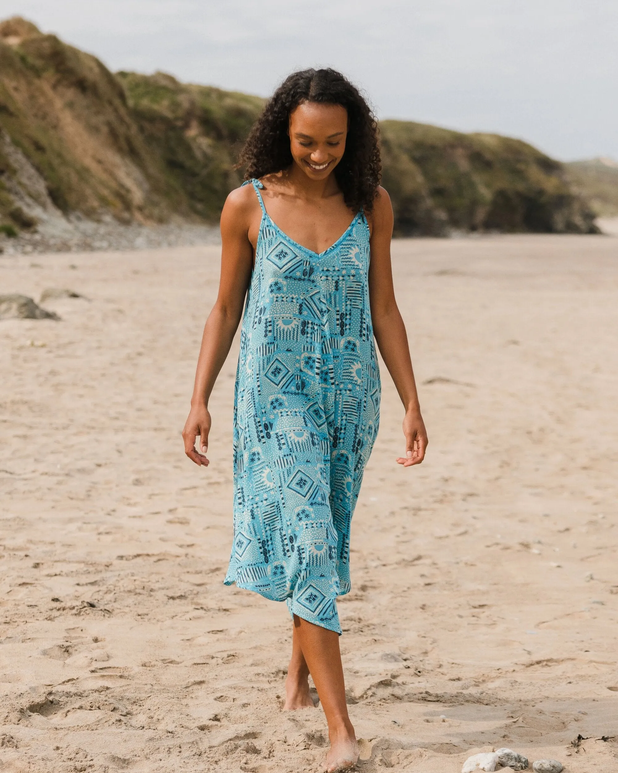 Copetn Jumpsuit - Vintage Patchwork Blue Pool