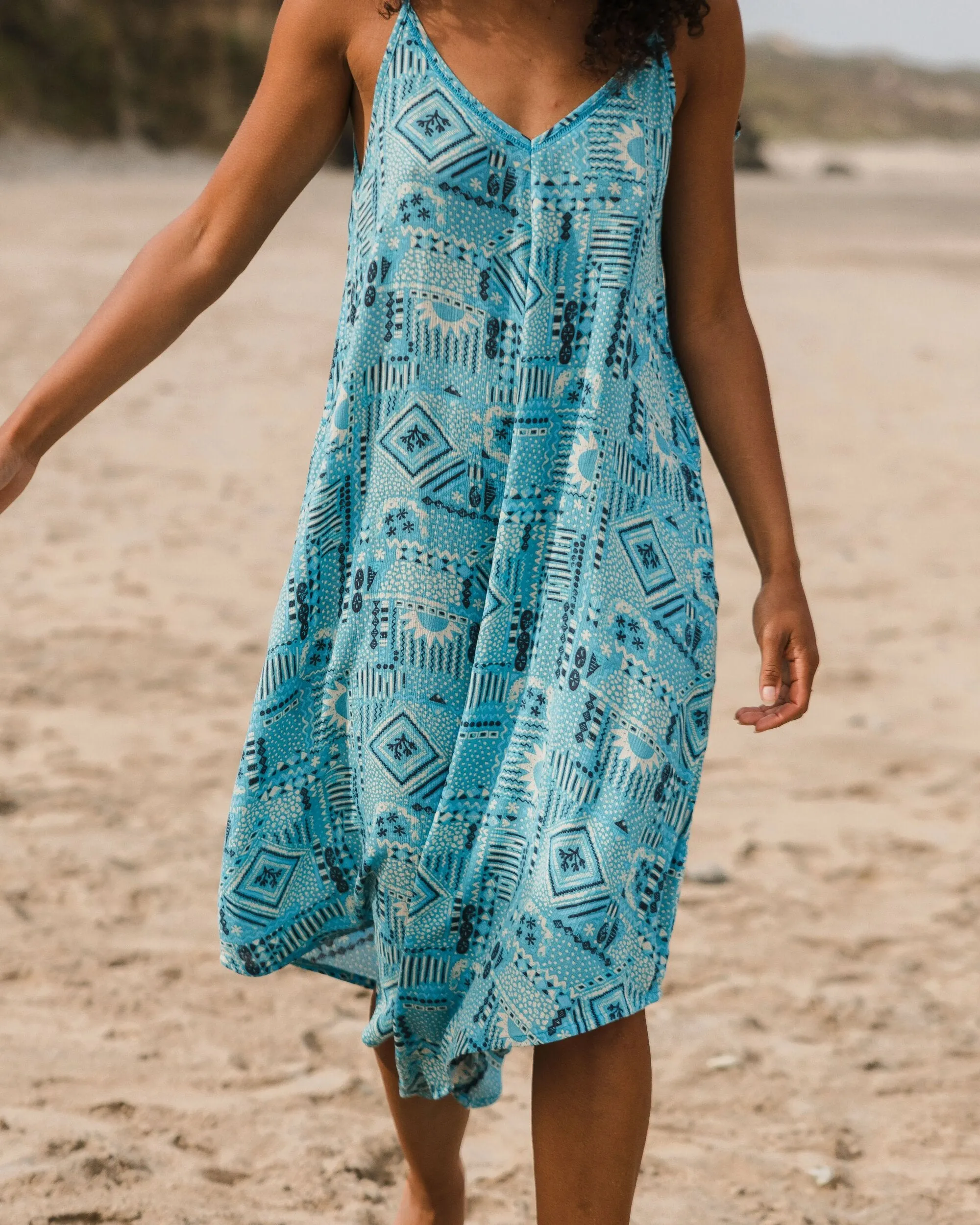 Copetn Jumpsuit - Vintage Patchwork Blue Pool