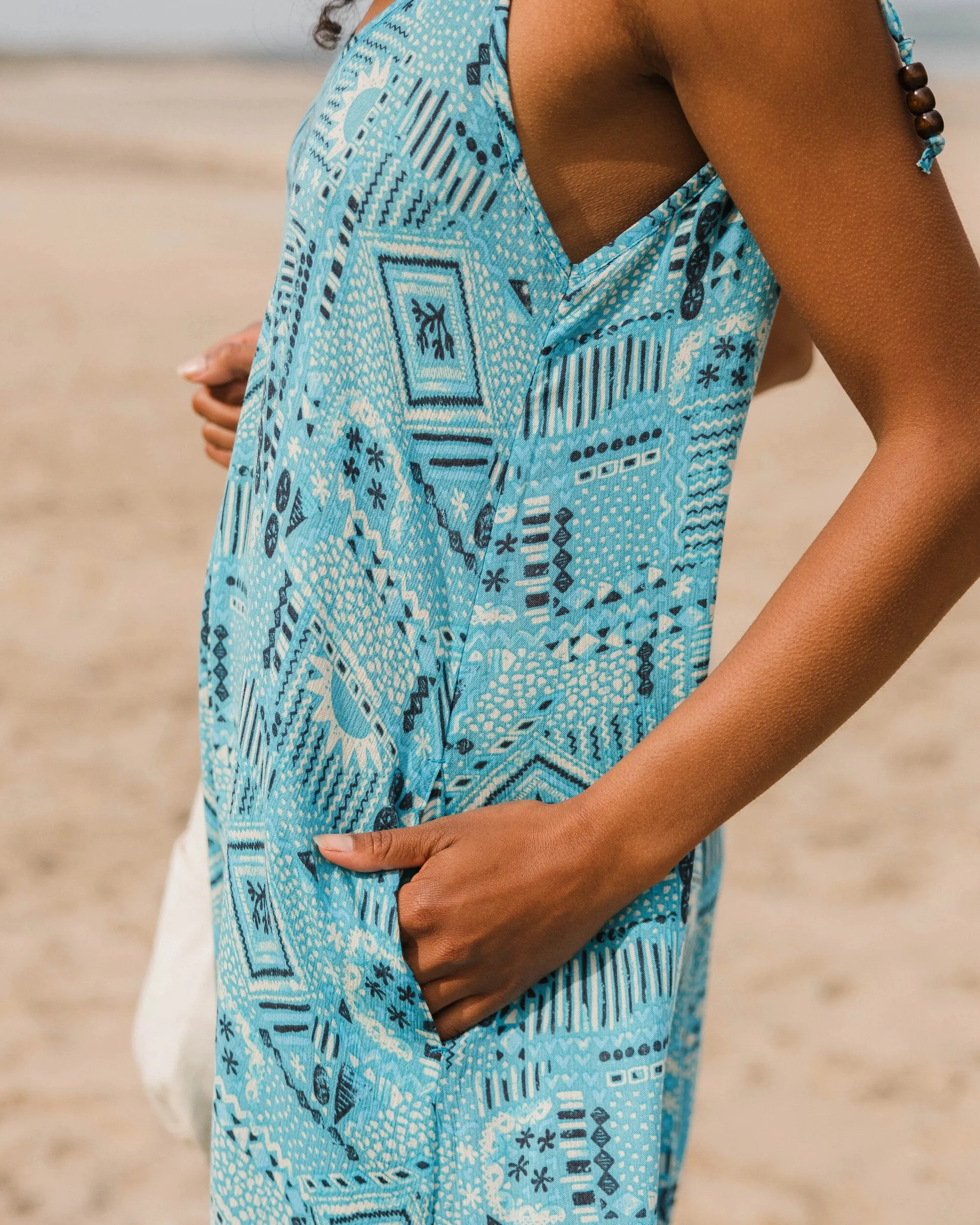 Copetn Jumpsuit - Vintage Patchwork Blue Pool