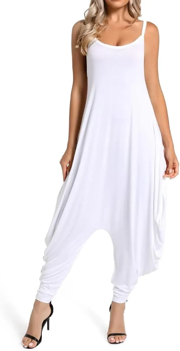 Dreamskull Women's Spaghetti Strap Harem Jumpsuit with Pocket Summer One Piece Romper Overalls for Women