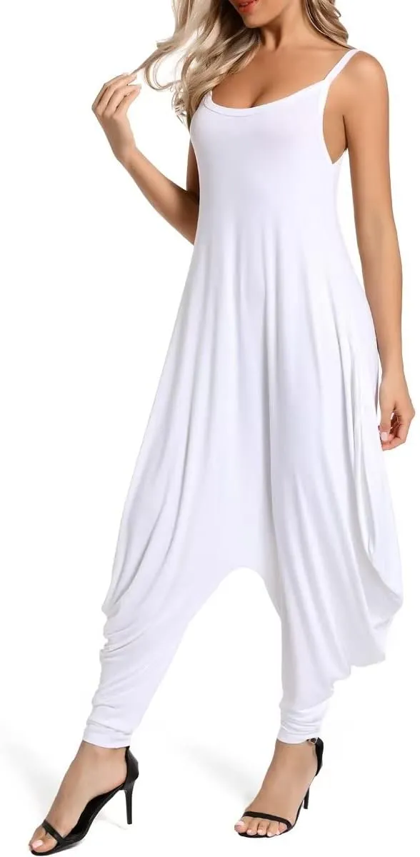 Dreamskull Women's Spaghetti Strap Harem Jumpsuit with Pocket Summer One Piece Romper Overalls for Women