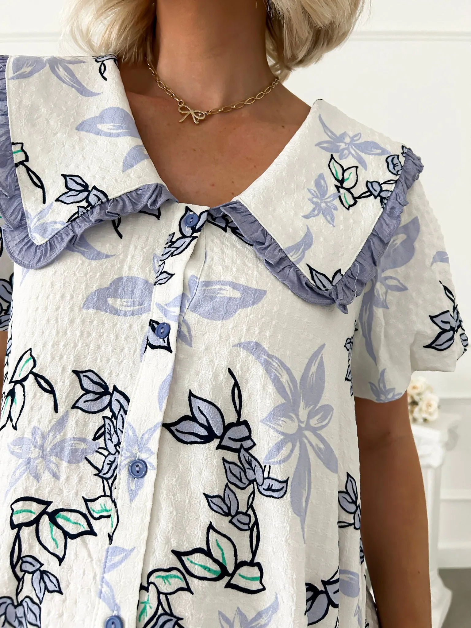 Fleur In Frills Floral Collared Dress