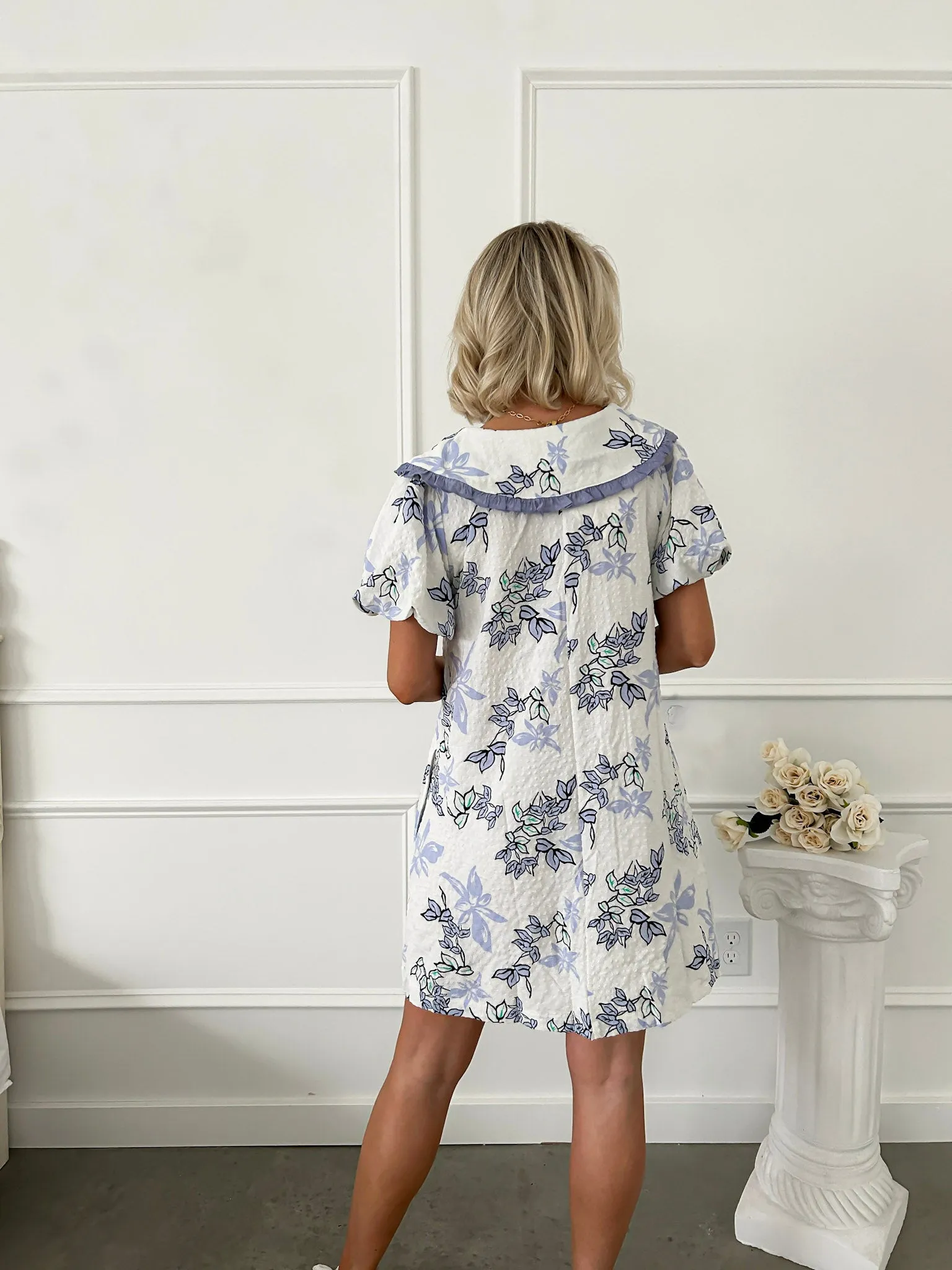Fleur In Frills Floral Collared Dress
