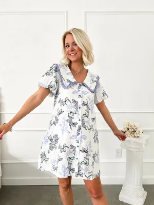Fleur In Frills Floral Collared Dress