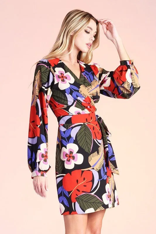 Floral Print Wrap Dress