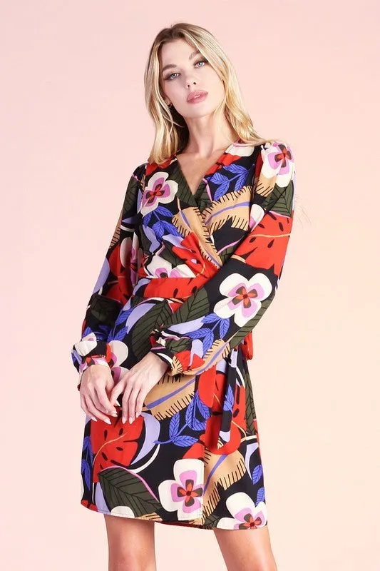 Floral Print Wrap Dress