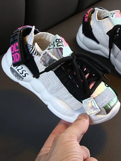 Girls Springy Black Lace Knit Sneakers By Liv And Mia