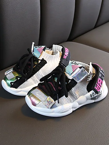 Girls Springy Black Lace Knit Sneakers By Liv And Mia