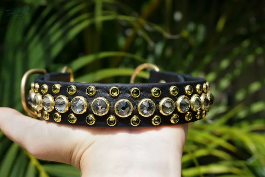 HALCYON 1" Two-Tone Crystal Studded Martingale Collar