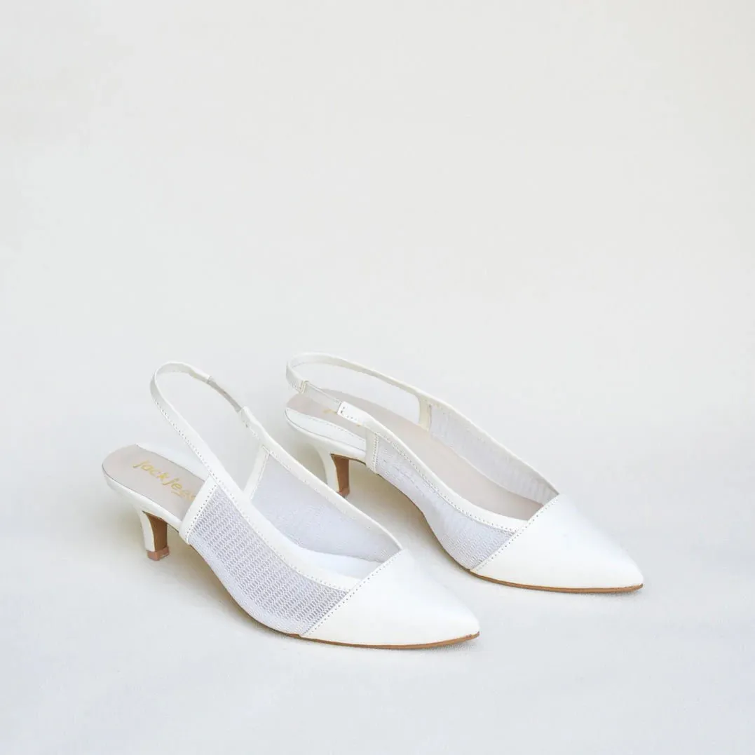 Jack Jees- Sophisticated Kitten Heels White