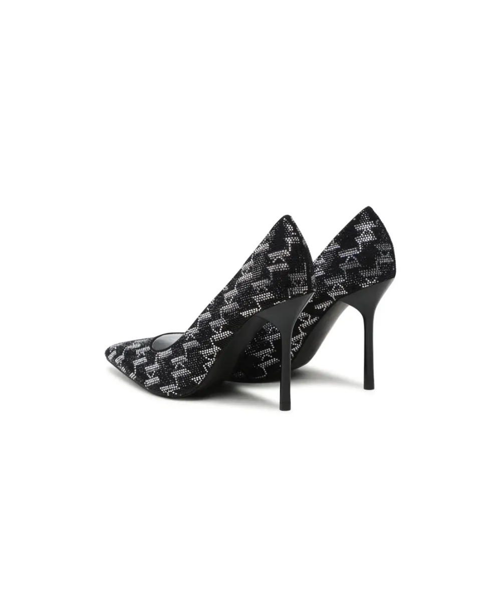 KARL LAGERFELD SARABANDE II COURT SHOE MONOGRAM HEELS IN BLACK