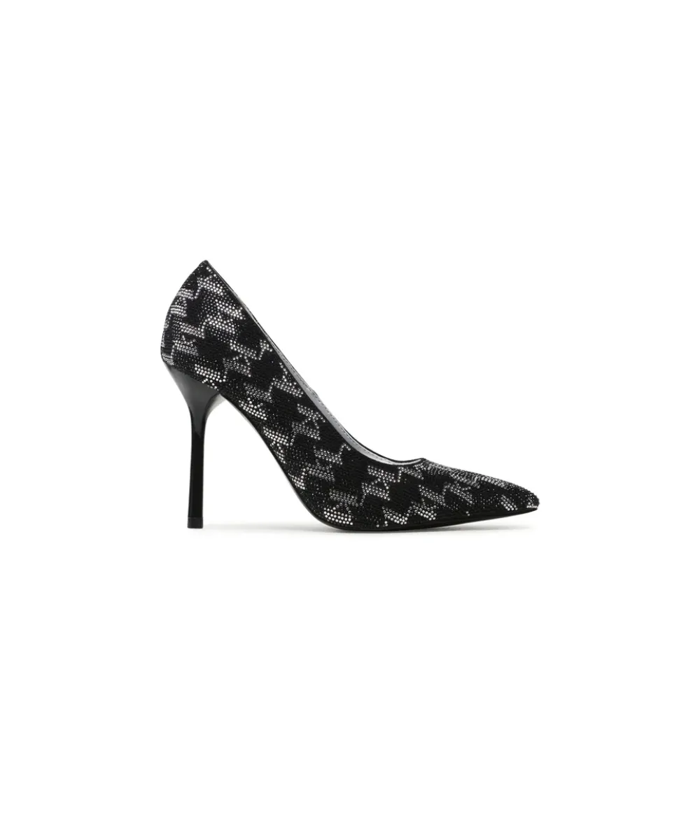 KARL LAGERFELD SARABANDE II COURT SHOE MONOGRAM HEELS IN BLACK