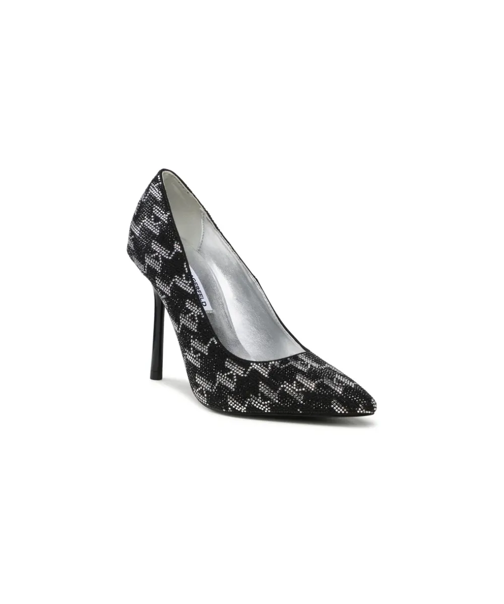 KARL LAGERFELD SARABANDE II COURT SHOE MONOGRAM HEELS IN BLACK