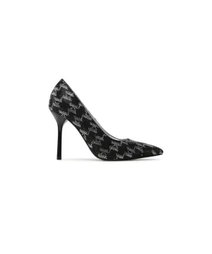 KARL LAGERFELD SARABANDE II COURT SHOE MONOGRAM HEELS IN BLACK