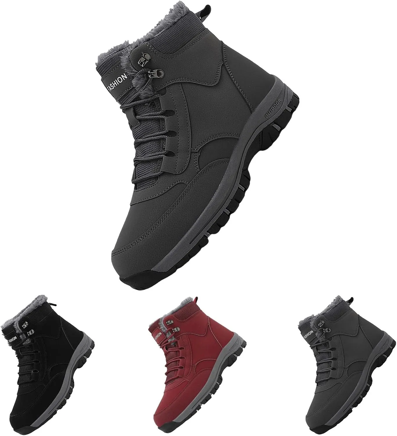 Men's Work Boots Slip On Hiking Sneakers Fur Lined Ankle Boot Womens Working Shoes Insulated Composite Safety Toe Waterproof Industrial Casual Hike Grounded Footwear
