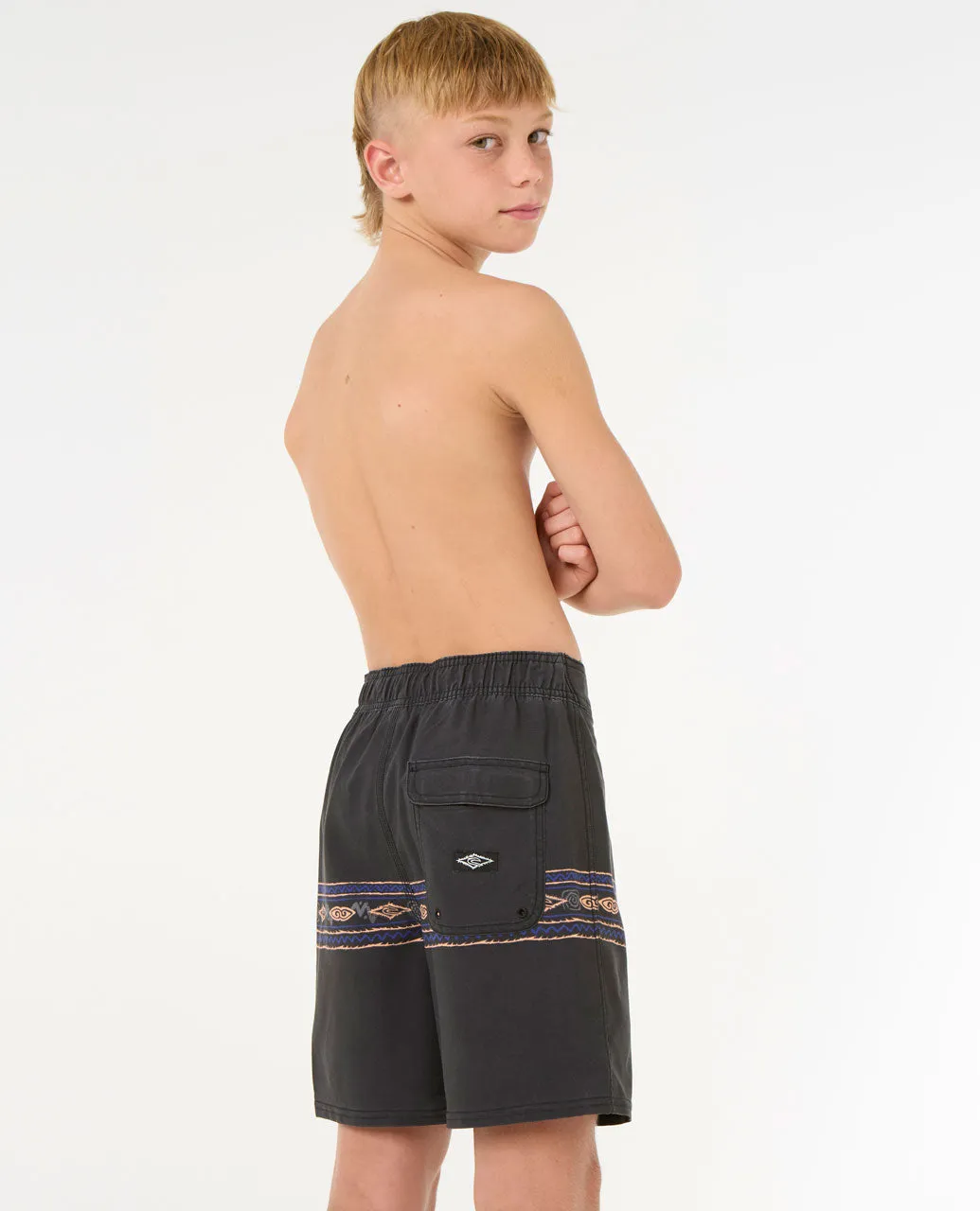 Mirage Raw Energy Geo Boardshorts - Boys (8-16 years) - Washed Black