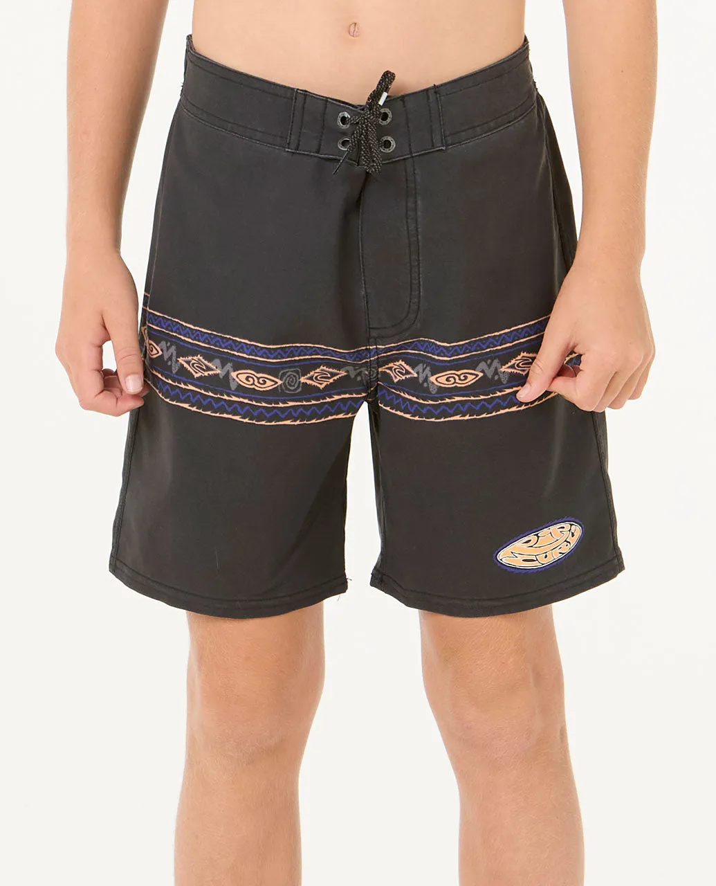 Mirage Raw Energy Geo Boardshorts - Boys (8-16 years) - Washed Black