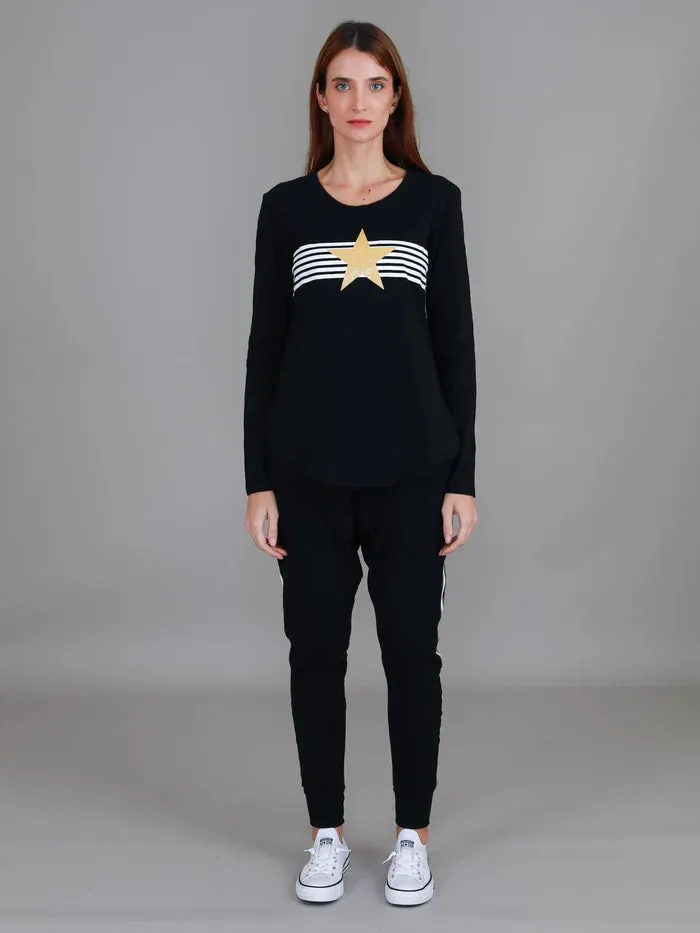 Nora Striped Gold Star Long Sleeve Tee