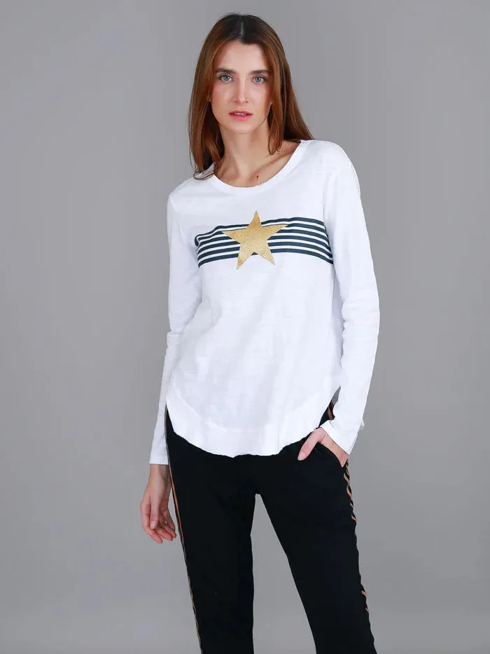 Nora Striped Gold Star Long Sleeve Tee