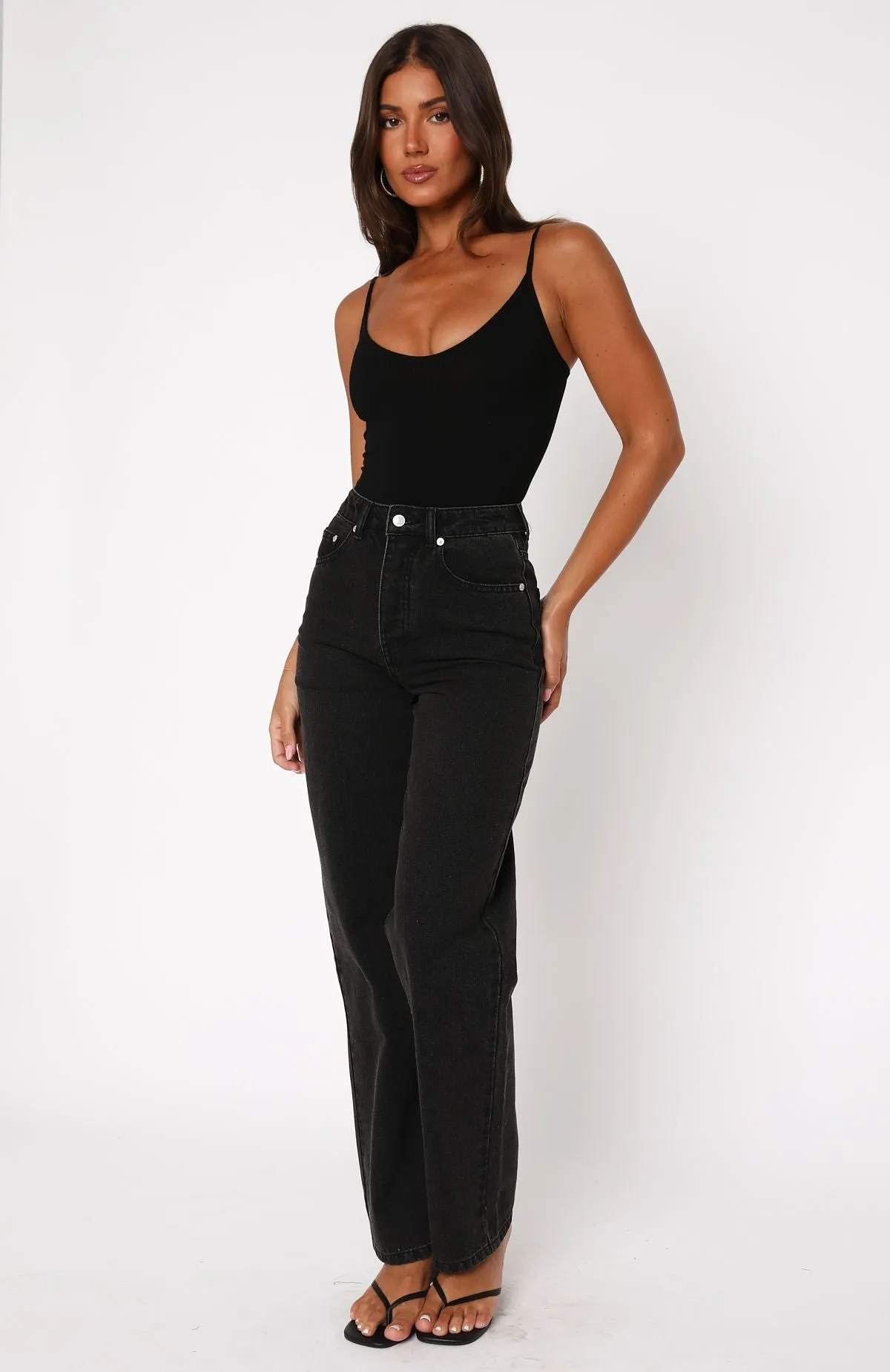 One Call Away High Rise Straight Leg Jeans Vintage Black Wash