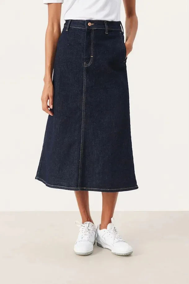 Part Two Frigge denim midi skirt Dark Denim