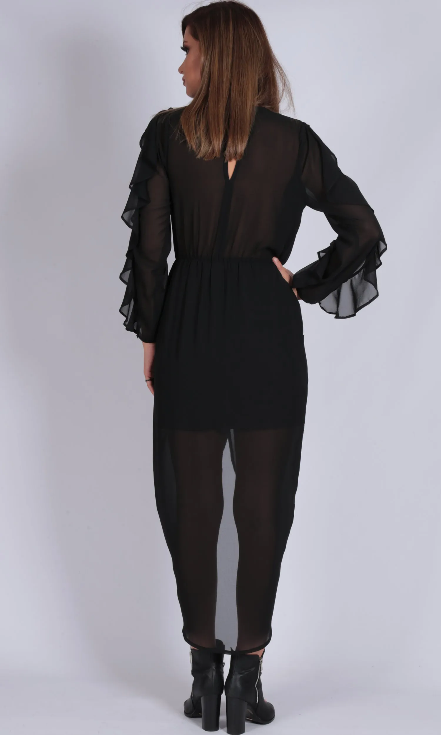RV0357-1SS Cold Shoulder Ruffle Dress (Pack)