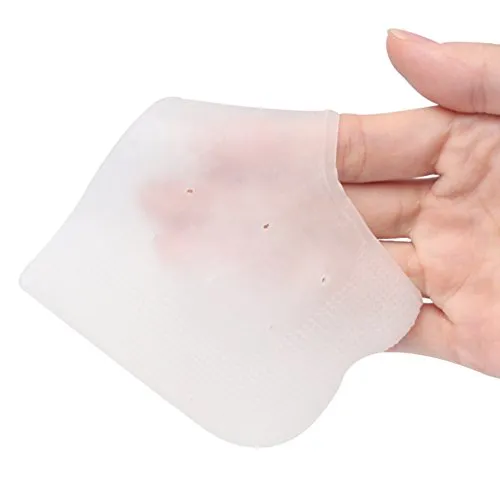 Silicone Cracked Heel Protectors Sleeve - Moisturizing Gel Feet Heel Spur Pads Socks for Relief Heel Pain & Plantar Fasciitis - 1 Pair (1.5mm, White)