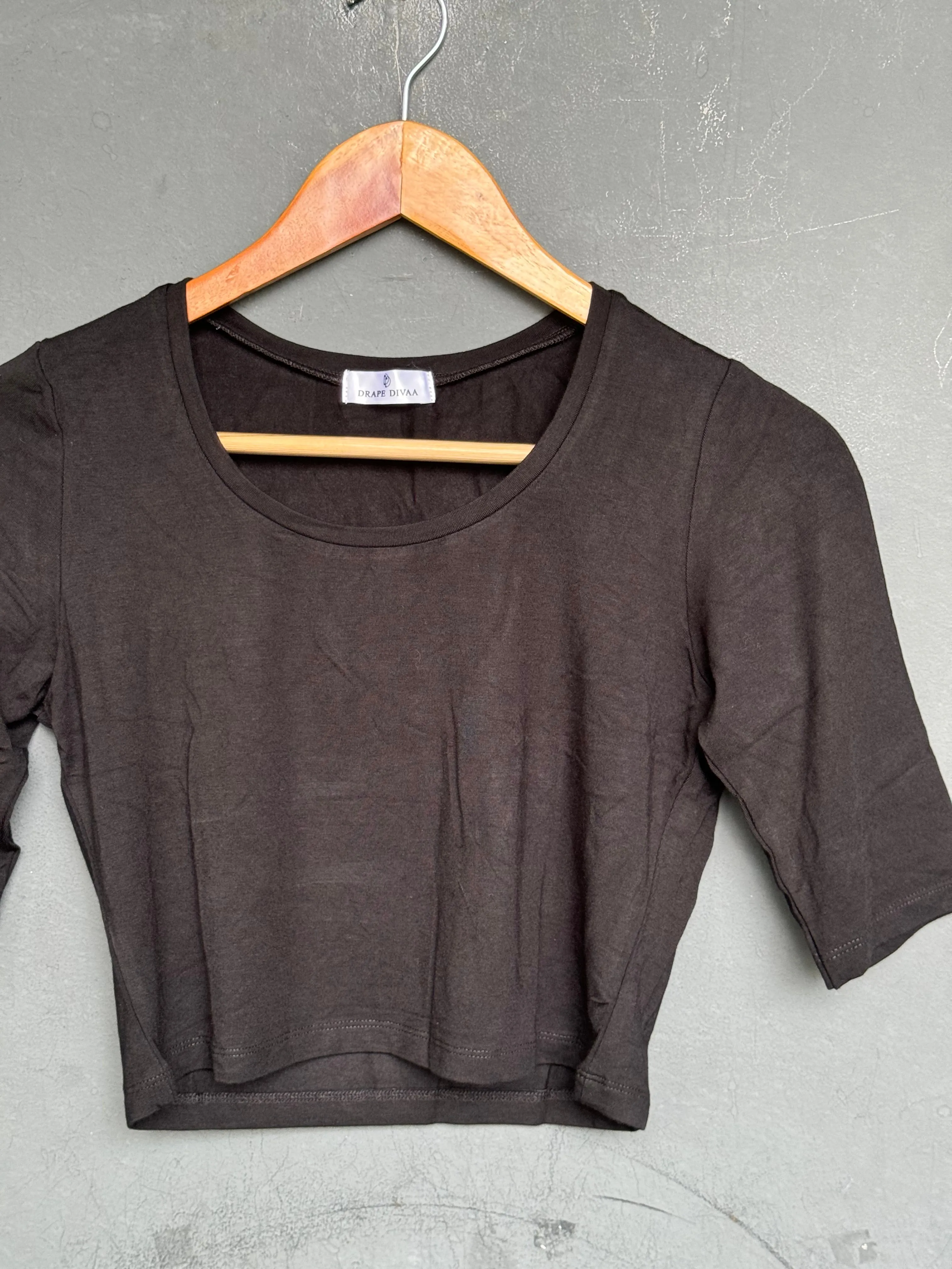 Stretchable elbow sleeves free size plain blouse