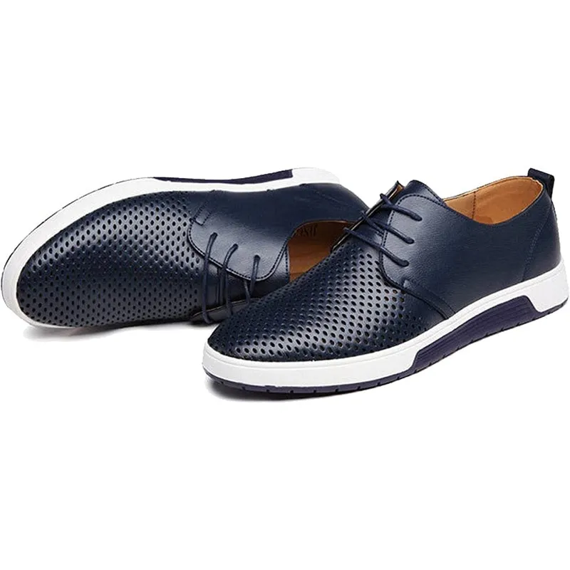 Summer Breathable Male Casual Leather Shoes