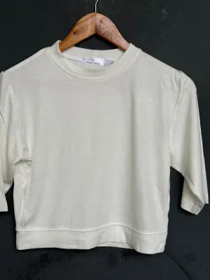 Textured stretchable elbow sleeves plus size blouse