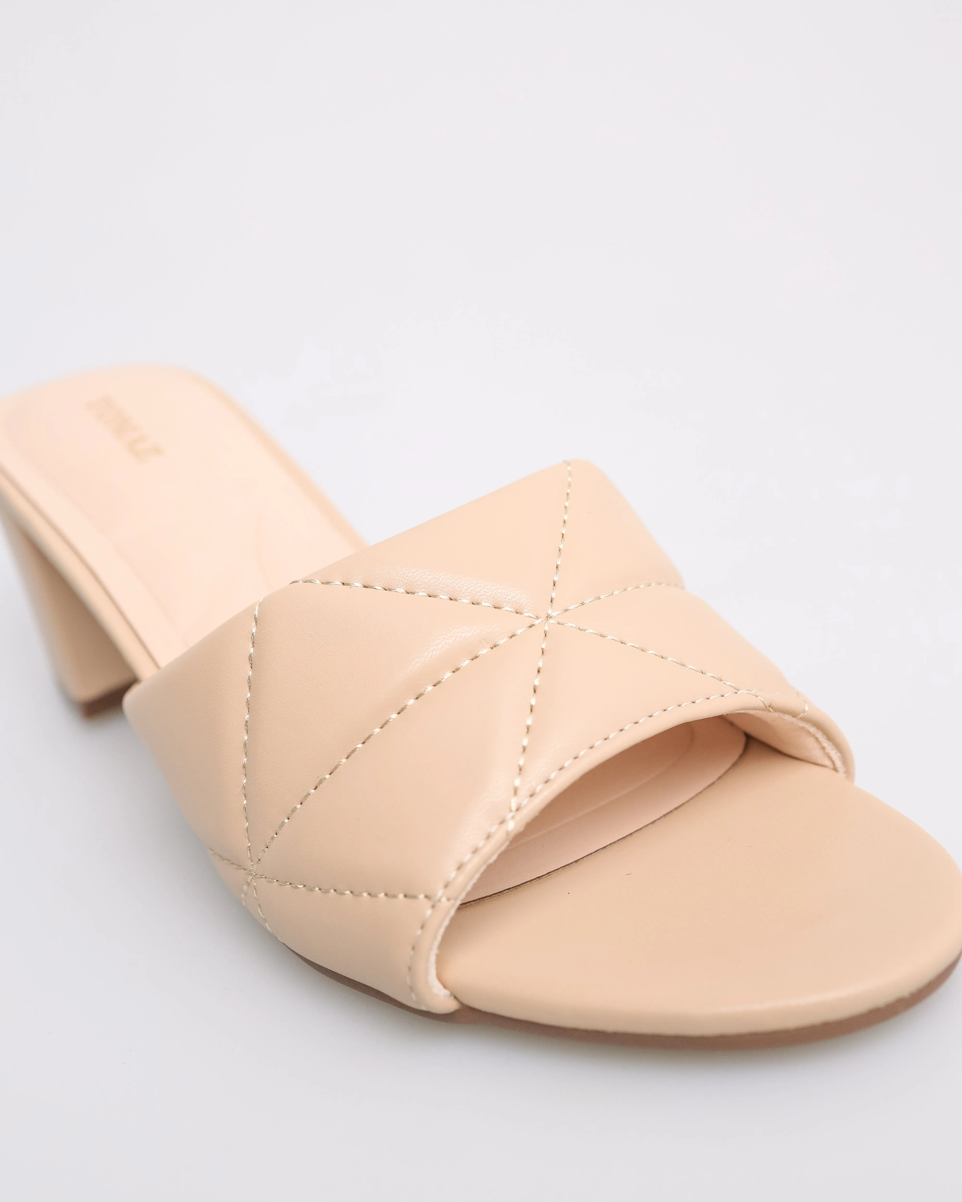 Tomaz NN210 Ladies Quilted Leather Block Heels (Beige)