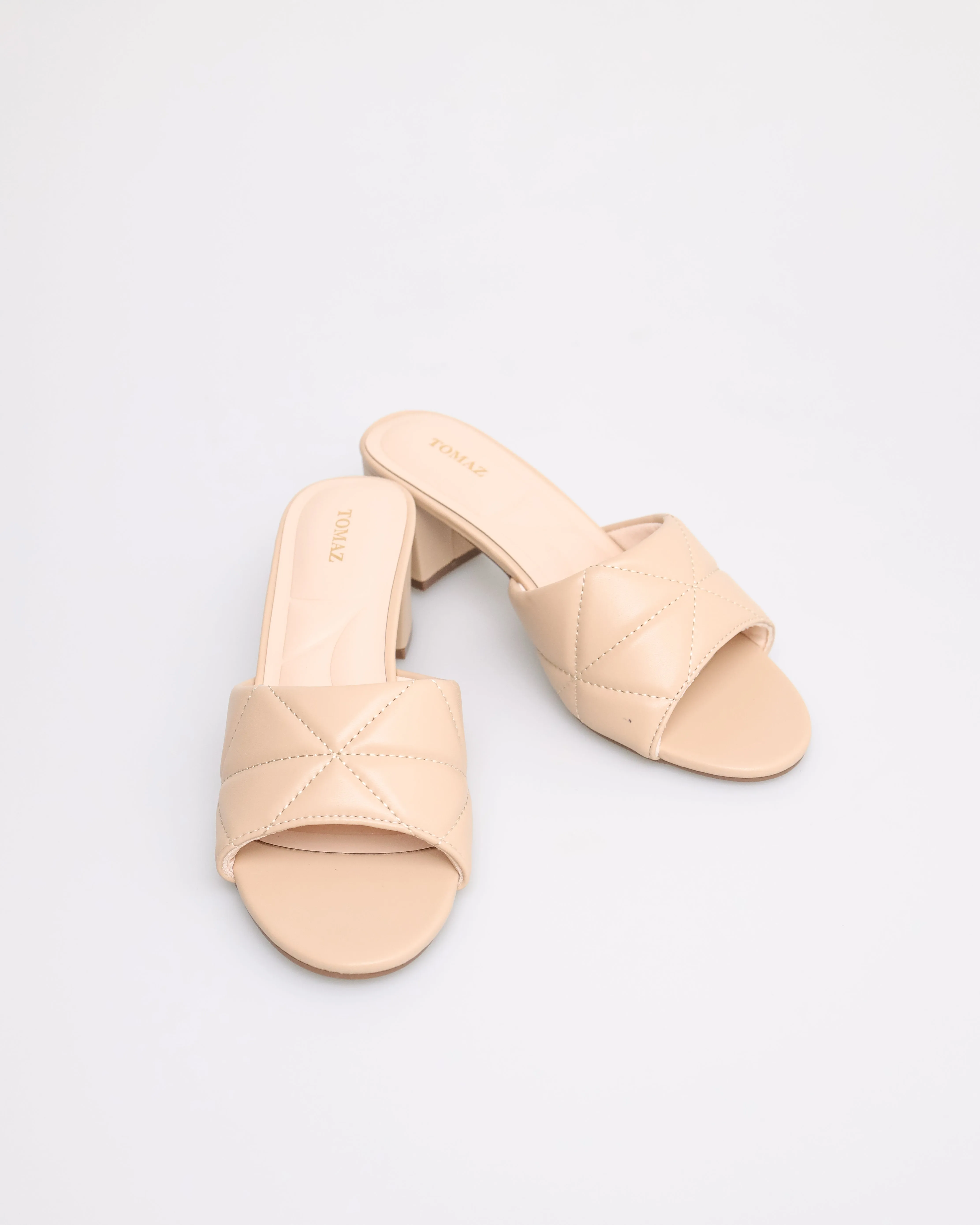 Tomaz NN210 Ladies Quilted Leather Block Heels (Beige)